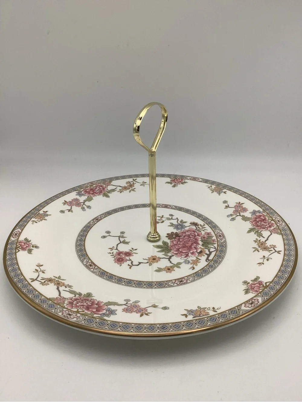 Royal Doulton Canton Pink Floral Handled Cake Plate - English Fine Bone China